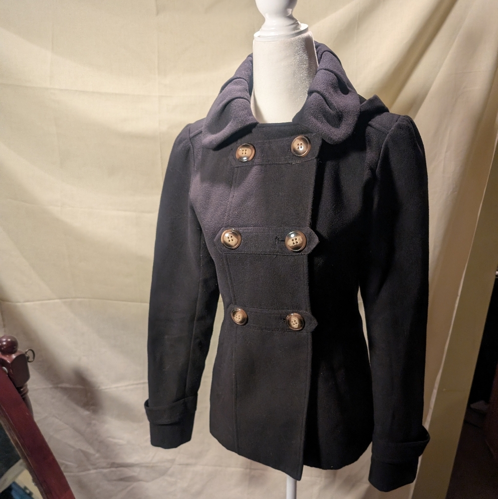 Hydraulic XS Black Hooded Pea-Coat